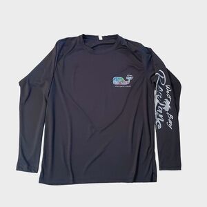 Vineyard Vines Men's Black Long Sleeve Roatan Whale Logo Tech Shirt Large
